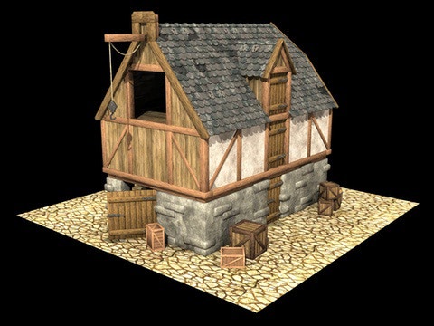 3D render of a harbor storehouse